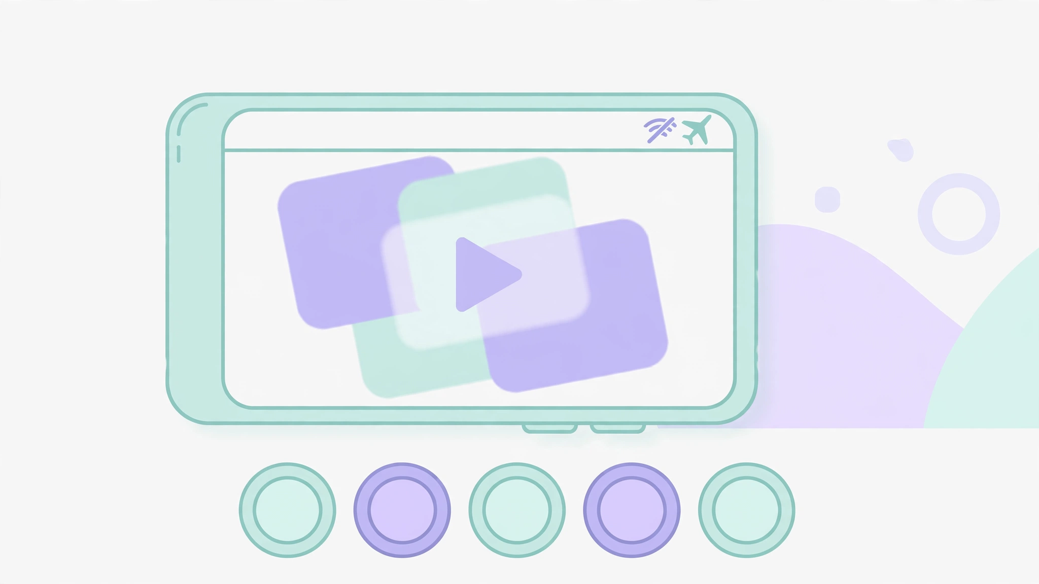 Phone in airplane mode with offline story frames and avatar circles