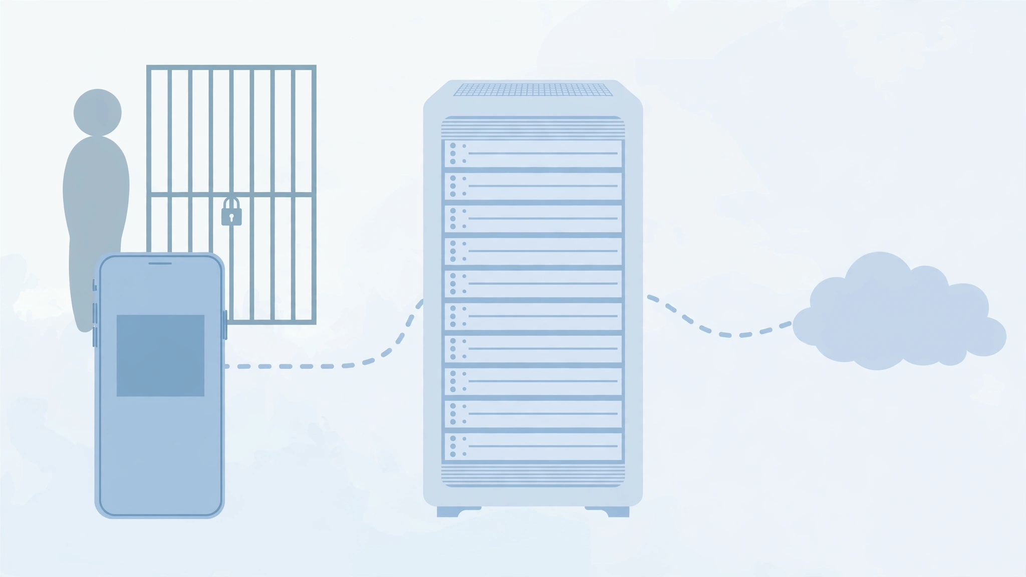 Diagram showing how a no-login Instagram viewer fetches public content through its own server while the user stays outside Instagram