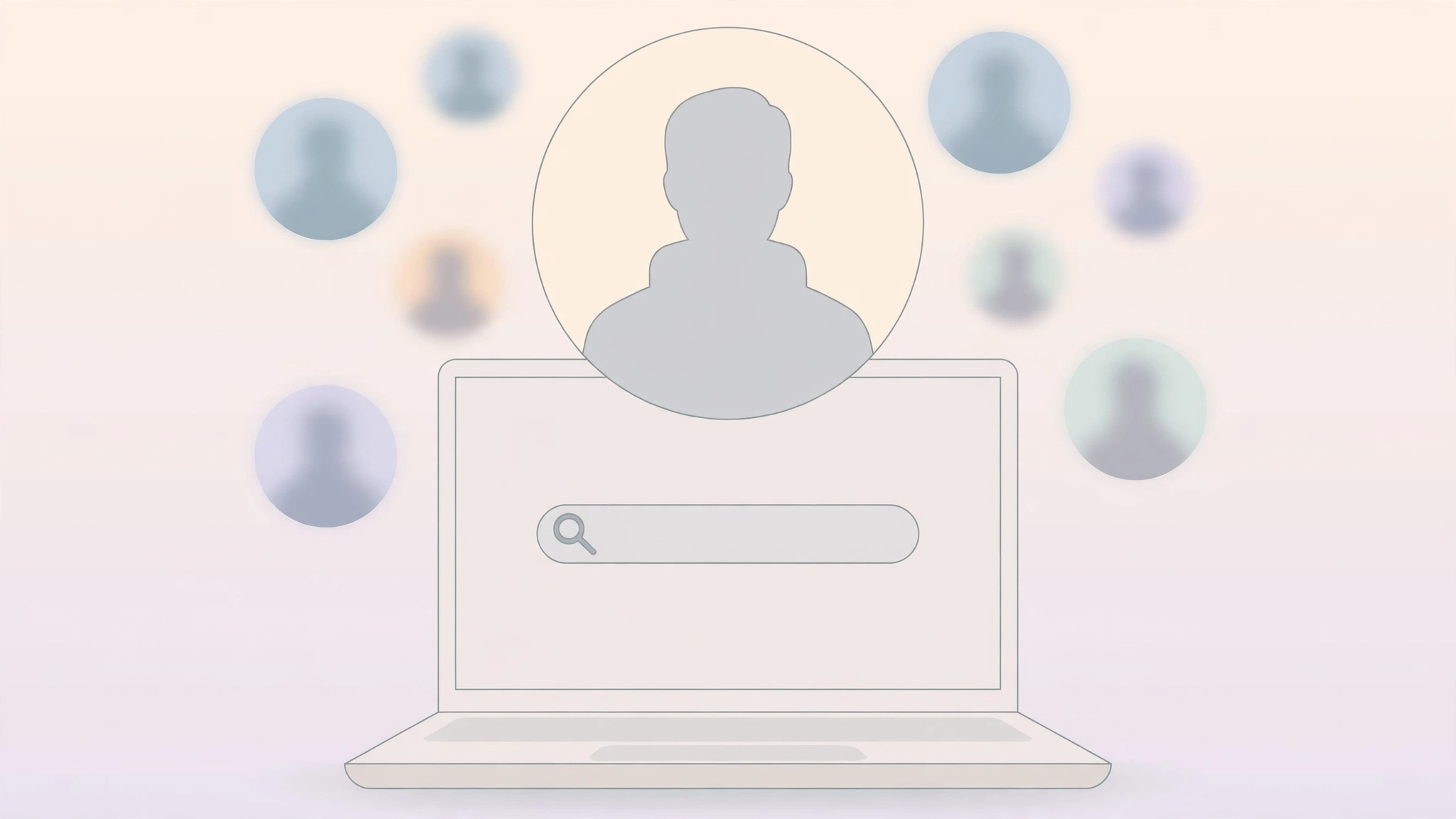 Laptop showing a profile picture search with a large full-size avatar result