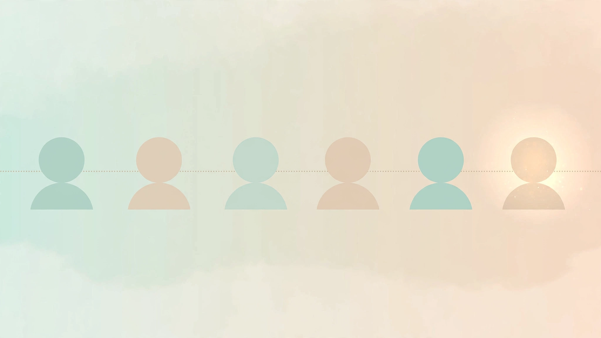 Faceless avatar profiles arranged along a timeline showing newly added follows